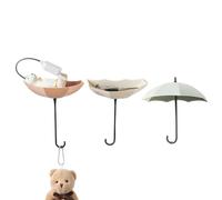 Support de clé adhésif: 3x crochets muraux parapluies pour clés, chapeaux et serviettes | Crochets utilitaires décoratifs pour entrée, salle de bain ou bureau, un organisateur de clé auto-ad solide