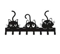 Support de clé de chat : crochet mural décoratif pour touches, cadre de clés silhouette de chat | Mignon organisateur de clé de conception avec 5 crochets, ABS Wall Hook pour entrée