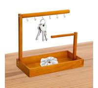 Support de clé, support de clé pour tablette | Support de boucle d’oreille de support de bijoux,Plateau de vanité de salle de bain,organisateur de comptoir avec 6 crochets pour clé d'entrée et portef