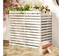 Support De Climatiseur En Bois, Cache Climatiseur En Bois Massif, Étagère De Support De Fleur De Couverture De Climatiseur, Caché Étagère À Fleurs Pour Climatiseur Et Pompe À Chaleur(Color:White 4 sid