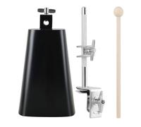 Support de cloche à percussions en métal avec support pour boucles de réglage vers le haut ou vers le bas avec baguette de batterie