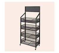 Support de collation de supermarché, présentoir d'étagère de collation de supermarché à 4 niveaux avec tapis de roues et de pieds, support de chips de pomme de terre autoportant en métal for la cuisin