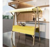 Support de collation pliable avec auvent rayé, chariot à dessert portable en bois pour fêtes, magasins et marchés agricoles