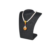 Support de collier en lin, présentoir de Mannequin, support de bijoux, pendentifs, modèle d'étagère, cadre de buste, vitrine de bijoux(BLACK,36cmx23cm)