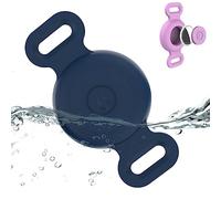 Support de collier étanche Airtag pour chien compatible avec Apple AirTag, étui en silicone étanche pour collier de chien, support anti-perte AirTag pour animal de compagnie, chat, chien, traqueur GPS (bleu marine)