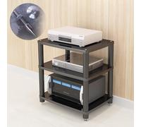 Support de composants AV - Console de plancher vintage - Armoire audio miroir noir, 1 à 4 niveaux pour appareils électroniques