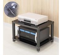 Support de composants AV vintage - 1 à 4 niveaux - Meuble audio noir avec miroir - Console élégante pour installation électronique et home cinéma