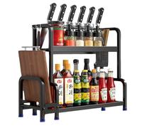 Support de comptoir - Organiseur d'assaisonnement multi-espaces pour le rangement | Repose-cuillère debout en acier inoxydable avec design compact et accès facile pour la cuisine, la cuisson, la