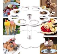 Support de cônes gaufrés transparents en acrylique à 8 trous pour crème glacée, cônes de neige, cupcakes, comptoir de cuisine amovible, 10 cm de hauteur (01)