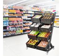 Support de Corbeille à Fruits Présentoir à Snacks, présentoir pour supermarché, Grand Chariot Utilitaire pour Snacks et légumes, Support d'assaisonnement Multicouche Stable pour Garde-Manger
