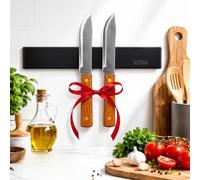 Support de couteaux de cuisine ~ 30 cm ~ Aimant couteaux de cuisine ~ Comprend 2 couteaux ~ Porte-couteaux ~ Support couteaux ~ Très résistant sans perçage, auto-adhésif, 2 chevilles et vis