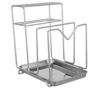 Support de Couteaux en Acier Inoxydable 304 et Planches avec Bac | Rangement Vertical, Séparateur Intégré, Fente pour Couvercle, Installation sans Outil, Argenté, Plan de Travail