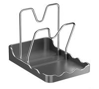 Support de couvercle compact avec repose-cuillère et porte-chiffon pour comptoir de cuisine, peut contenir deux couvercles de casserole ou combinaison de couvercle et de chiffon de cuisine pour une