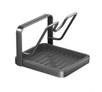 Support de couvercle de casserole peu encombrant avec repose-cuillère pour comptoir de cuisine, pour organiser les couvercles de cuisine et les ustensiles en un seul endroit pratique (une seule couche