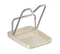 Support de couvercle de casserole pour comptoir de cuisine avec repose-cuillère et porte-chiffon, conçu pour contenir plusieurs outils de cuisine en un seul endroit (double poteau)