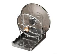 Support de couvercle de casserole pour comptoir de cuisine - Organiseur de couvercle de casserole 2 en 1 avec repose-cuillère et porte-chiffon, polypropylène + acier inoxydable, 20 x 14 x 18 cm, gris