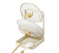Support de couvercle de casserole - Rangement peu encombrant avec plateau de vidange, support de couvercle de casserole pendant la cuisson - pour louche, spatule, cuillère, assiette, placard, comptoir