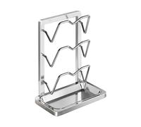 Support de couvercle de pot - Support vertical pour cuillère et spatule, rangement de séchage de cuisine et de cuisson, organisateur de couverture de poêle en acier inoxydable avec plateau