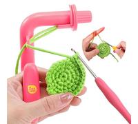 Support de crochet pour débutants - Aide au crochet pour apprendre à crocheter, Outil de cercles magiques 3 en 1, Régulateur de tension de fil et outil de guidage de fil(Rosa)
