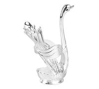 Support de cuillère à café, support de cuillère à café en forme de cygne, support d'agitateurs à café en alliage de qualité supérieure, support de cuillère à dessert pour la (Silver Holder with Spoon)