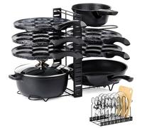Support de Cuisine 2 en 1 Vilde - Organisateur Pratique - 47 x 21 x 38 cm - Métal Noir