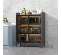 Support de cuisine moderne pour micro-ondes facile à assembler et à nettoyer 60/70/80 x 35 x 124 cm Design élégant gris parfait pour les petites cuisines Support robuste pour appareils électroménagers
