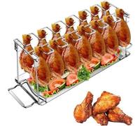Support de cuisse de poulet en acier inoxydable pour barbecue avec plateau d'égouttement, support pour sucettes de poulet pour griller et barbecue, support de baguettes de poulet pour rôtissoire en