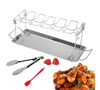 Support de cuisse de poulet pour barbecue, étagère à cuisses de poulet, outils à rôtir avec support de rôtissoire en acier inoxydable avec 12 fentes, accessoires portables pour barbecue, grille