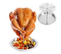 Support de cuisse de poulet pour grill, support en acier inoxydable pour ailes de poulet, support 2 en 1 pour rôtir en acier inoxydable, support de gril de poulet à 10 emplacements avec