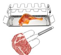 Support de cuisse de poulet, support de baguettes en acier inoxydable, support à rôtir avec fourchette à dinde, accessoire de barbecue antiadhésif, pour jardin, camping, pique-nique, hayon, extérieur