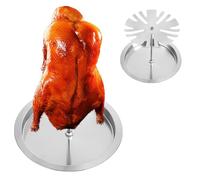 Support de cuisses de poulet pour barbecue - Support de barbecue de poulet en acier inoxydable - Support 2 en 1 pour cuisses de poulet avec 10 compartiments et bac d'égouttement pour barbecue fumoir