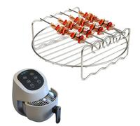 Support de cuisson en acier inoxydable: double grille pour friture d'air | Poêle à brochettes, design robuste pour une cuisine homogène, idéal pour la viande et les légumes