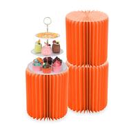Support de Cylindre pour fête,3 pièces vases en Carton de Papier avec Plaque Acrylique,Support de Fleurs cylindrique Présentoir de Colonne en Carton pour Mariages(Orange,H 40cm)