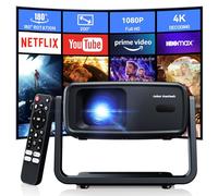 Support de décodage pour projecteur 4K, projecteur avec WiFi et Bluetooth, mini projecteur natif 1080p, rotation à 180 ° avec clé de voûte automatique, écran portable de 200 pouces, projecteur