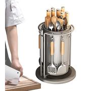 Support de découpe de cuisine - Organiseur de comptoir rotatif avec crochets, étagère de cuisine multifonction en acier inoxydable durable, gestion de l'espace | Solution de rangement