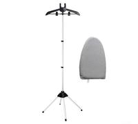 Support de défroisseur vapeur réglable avec pinces, support télescopique en aluminium de 160 cm pour fer à vapeur portable, cintre pliable et anti-peluches, gris (noir)