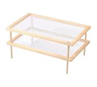 Support de déshydrateur en bois empilable avec filet en maille pour pâtes, nouilles, fleurs, spécimens de plantes, conservateur d'herbes de cuisine (double couche)