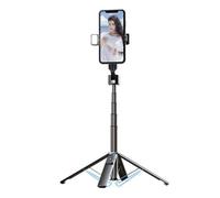Support de diffusion en direct pour téléphone portable, quadripode télescopique Bluetooth pour caméra selfie, hauteur : 104 cm (alliage d'aluminium + lumière de remplissage unique) - 102 cm (alliage d
