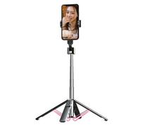 Support de diffusion en direct pour téléphone portable, quadripode télescopique Bluetooth pour caméra selfie, hauteur : 100 cm (acier inoxydable) - 102 cm (alliage d'aluminium)
