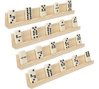 Support De Domino En Bois (Lot De 4)-33,6x2,8x4,7 Cm-Support De Jeu De Domino Professionnel-Supports De Jeux Pour Carreaux De Mots,Train Mexicain,Mahjong Et Domino