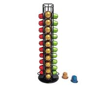 Support de dosette de café - Support de capsules - Organisateur - Étagère de rangement rotative à 360 ° - Tour verticale en métal pour station de table de cuisine - Interruption de bureau - Maintient