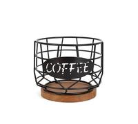 Support de dosettes de café pour comptoir, organiseur de tasse K, panier de rangement Kcup robuste avec base en bois, récipient à capsules pour cuisine, bar, comptoir, bureau