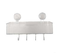 Support de douche à ventouse sans perçage, grande capacité de rangement | Panier de rangement en PET transparent réglable avec crochet inférieur lisse pour solution de stockage de surface