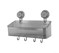 Support de douche à ventouse sans perçage, grande capacité de rangement | Panier de rangement en PET transparent réglable avec crochet inférieur lisse pour solution de stockage de surface
