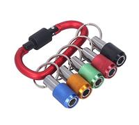 Support de Douille Magnétique, Porte-embout à Tige Hexagonale 1/4 Résistant à la Rouille, 5 Barres d'extension, Portable avec Porte-clés pour Réparation Industrielle (Mousqueton rouge)