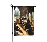 Support de drapeau de jardin mystère en train mystérieux - Décorations de Pâques en plein air, résistant aux intempéries, parfait pour la décoration de cour et de jardin