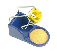 Support de fer à souder pour T12 FX9501, support robuste en alliage métallique, base résistante à la chaleur, protège l'établi, compact 140 × 67 × 60 mm, éponge incluse, bleu/jaune