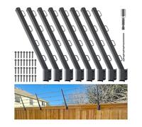 Support de Fil barbelé de clôture à Angle de 75° - Extension métallique Anti-échelle résistant à la Rouille for Jardin, Cour extérieure et poteaux de clôture en Bois(8 pcs)