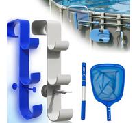 Support de filet à feuilles pour piscine et outils de nettoyage, crochets télescopiques réglables, support de brosse pour piscines hors sol 2pcs Blue Big Holde