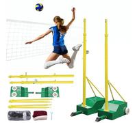 Support de filet de badminton, Poteau de volley-ball/badminton avec filet de volley-ball et de badminton, réglable en hauteur de 1,5 à 2.1m, poteau de badminton pour intérieur et extérieur,Green